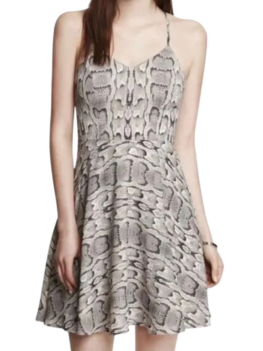 Express Snake Print Halter Fit & Flare Dress - Size 4 - Picture 1 of 11